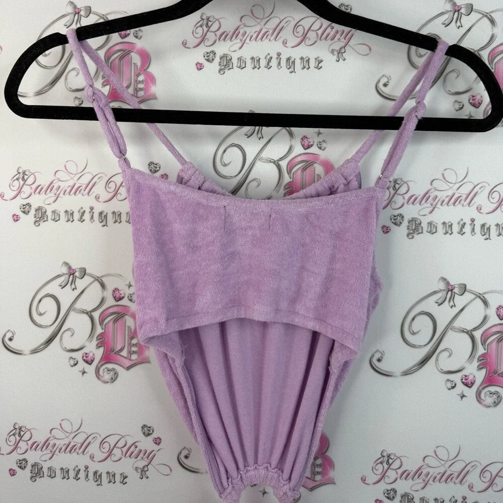 MAJORELLE dress cut out sides Oring detail terry cloth towel Lavender Dress - Picture 2 of 15